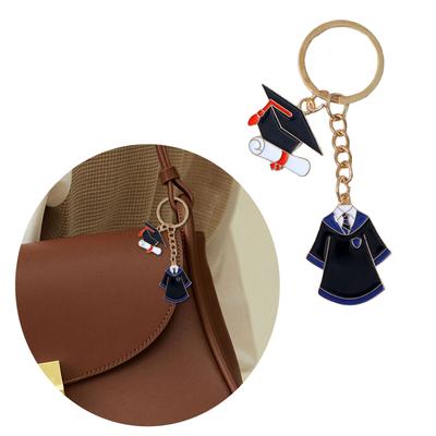 Unisex Alloy Mortarboard Academic Dress Pendant Keychain Handmade Key Chain Bag Charm for Students and Teachers