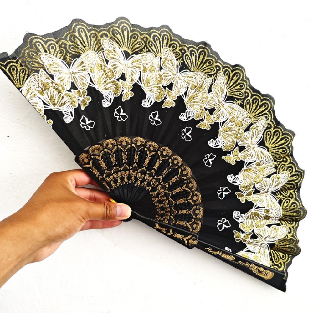 Embroidered Folding Fan Hot Stamping Handheld Fan Gifts Hand Held Party Decoration