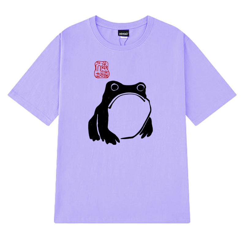 Vintage Unimpressed Frog Harajuku Graphic T Shirt Men Women Fashion Oversized Short Sleeve T-shirts Unisex 100% Cotton Clothing