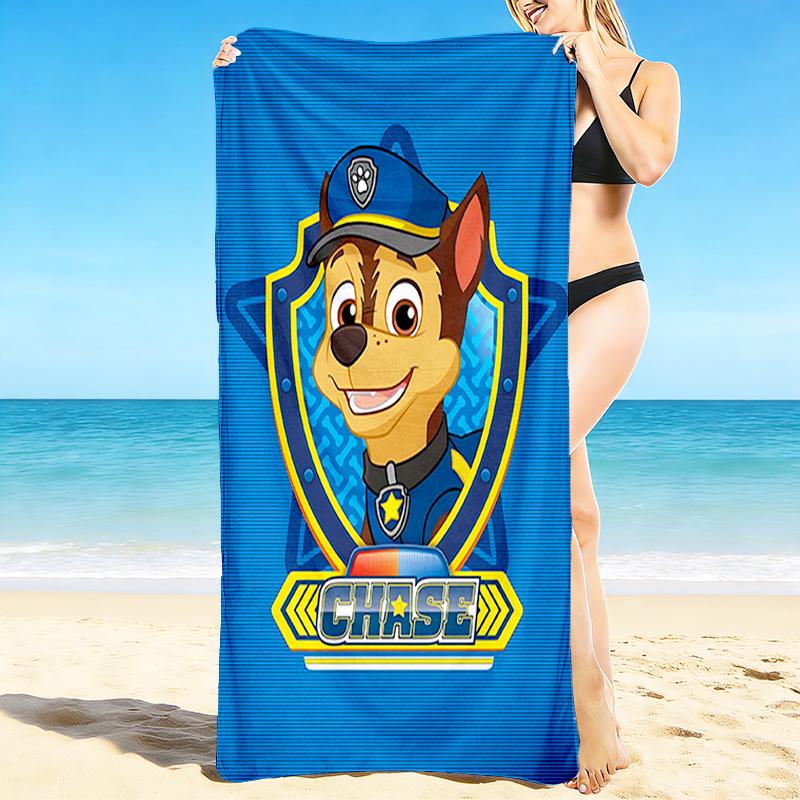 1Pc Paw Patrol Badge Adventure Beach Towel, Quick Dry, Multi-Use for Beach Pool Gym Yoga Home Travel, Christmas, Halloween, Xmas Gift M929223