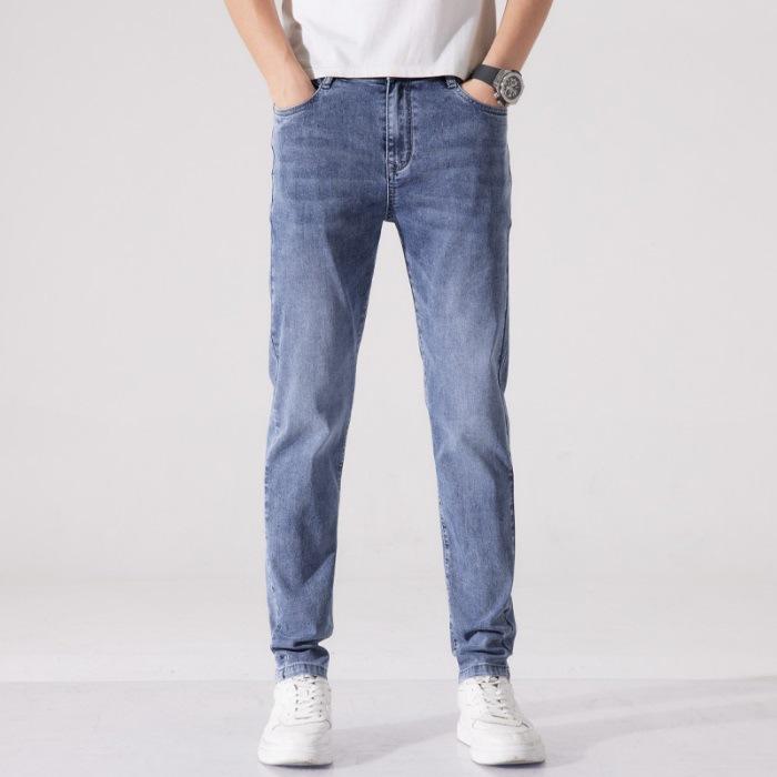 Spring and Summer New Style Men's Fashionable Versatile Slim Feet Elastic Jeans Trousers Men