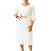 African Dresses Women Elegant Sleeve Polyester High Waist Pleated Midi Dress Dashiki Africa Clothing