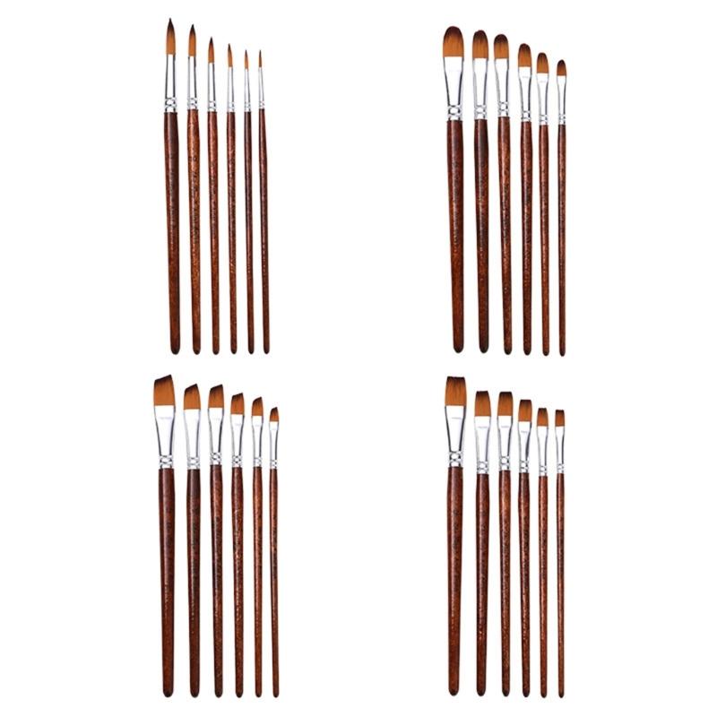 6 Stück Professioneller Pinsel Nylonborsten Pinsel für Künstler Anfänger Öl Acryl Aquarell Felsen Leinwandmalerei