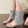 New Niche Trousers Boots High Heel Cool Boots Women's Summer Stiletto Sandals Medium Heel Women's Shoes