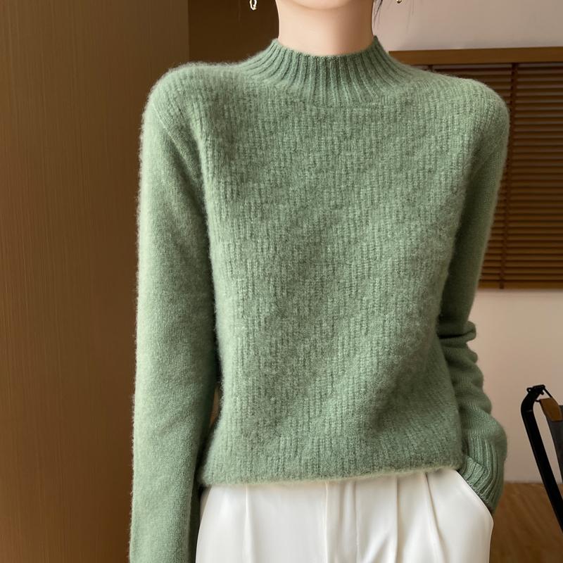 Women's Cashmere Sweater Qinghe Cashmere 30% Cashmere 70% Wool Women's Autumn and Winter Thick Cashmere Pullover Soft and Warm