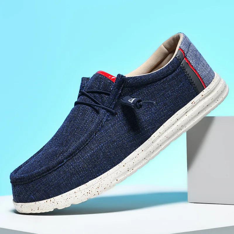 Duże męskie buty casual na wiosnę, oddychające i lekkie buty płócienne, modne, miękkie podeszwy, antypoślizgowe buty tekstylne