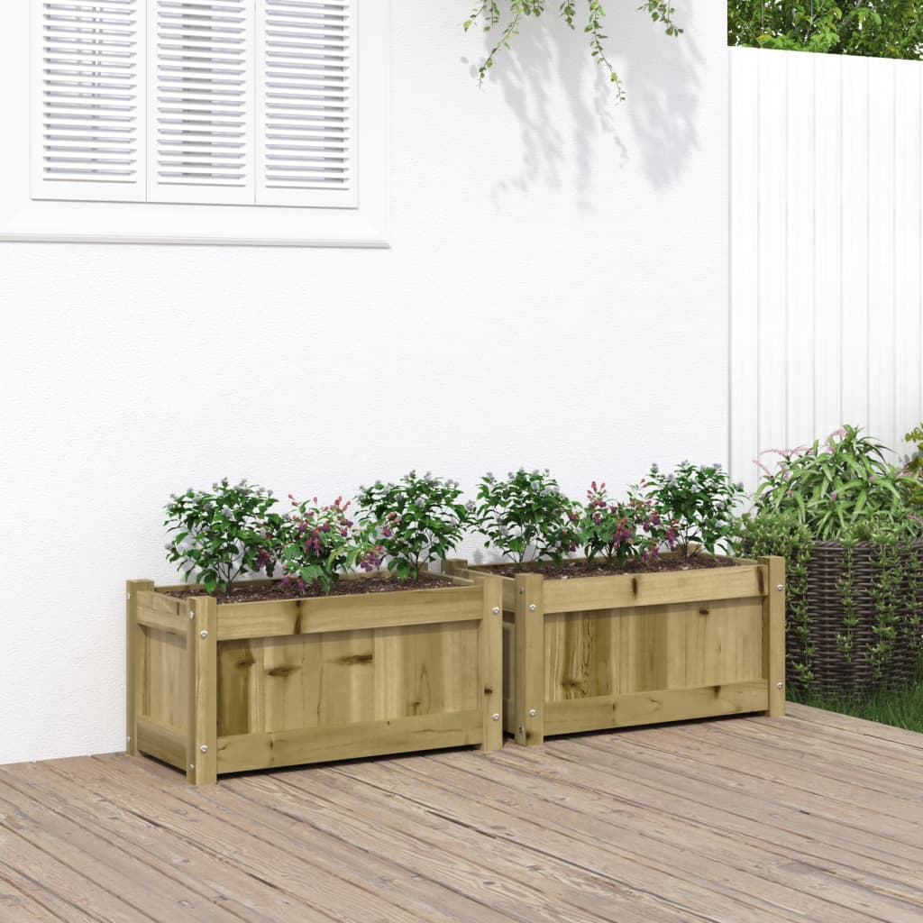 Plant Pot Set 2 Pcs Pressure Treated Pine Wood