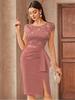New Elegant High-Waisted Lace Bodycon Dress with Slit for Women