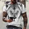 Summer Round Neck 3D Lion Print Top Fashionable Casual Short Sleeved Men's T-shirts