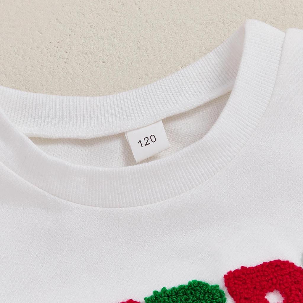 2025 Christmas Embroidered Bow Sweatshirt & Flared Pants Set