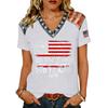 Womens Casual V Neck Short Sleeve Pullover T Shirt Patriotic Graphic Print Soft Lightweight Top for Everyday Wear