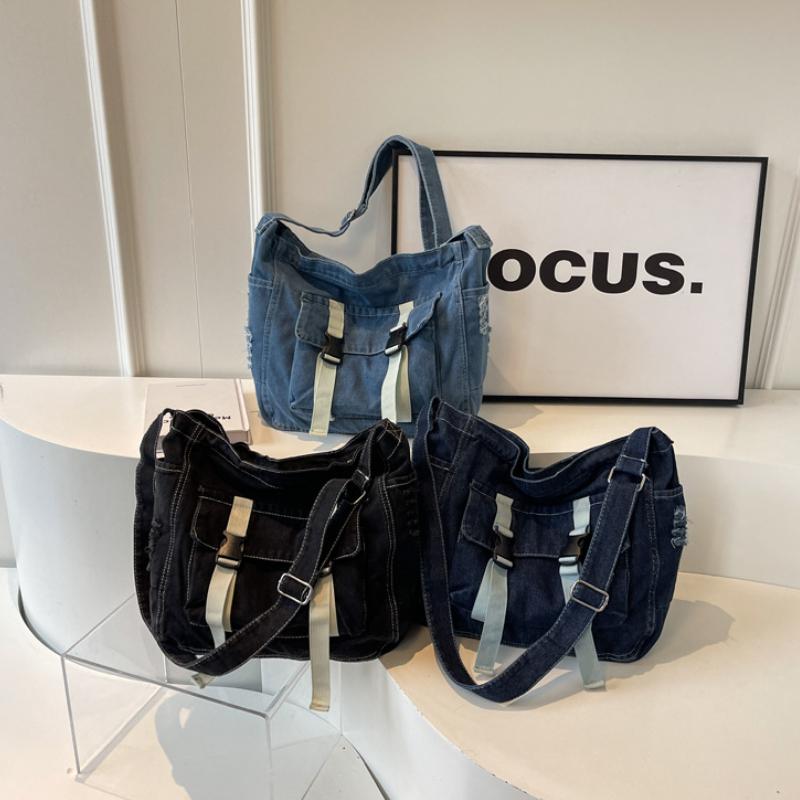 Large Capacity Denim Messenger Bag for Women Crossbody Bag for Students Single Shoulder Tote Bag