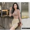 Korean Dongdaemun Slim High-Waisted Light Beige Pleated Short Skirt for Women