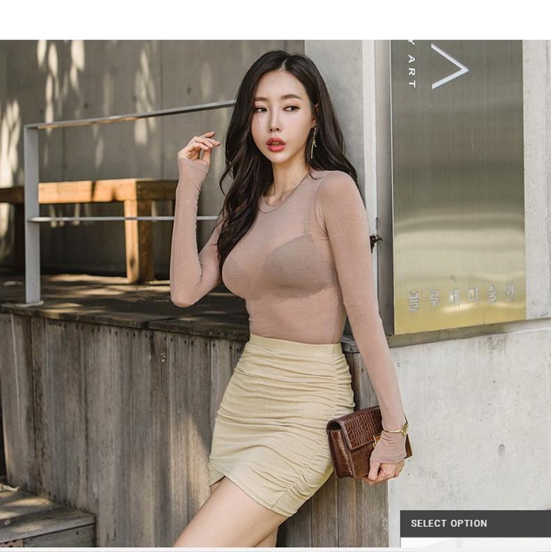 Korean Dongdaemun Slim High-Waisted Light Beige Pleated Short Skirt for Women