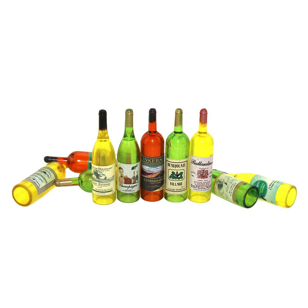 3 stk Miniatyr dukkehus Fairy Garden Simulert tom rødvinsflaske Barneleke