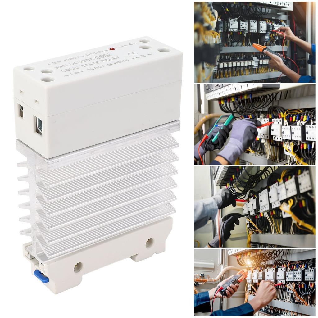 State Relay -AC 120A, Enhanced Heat Dissipation,   Life Single Phase SSR Module with Heat Sink for DIN Rail Installation