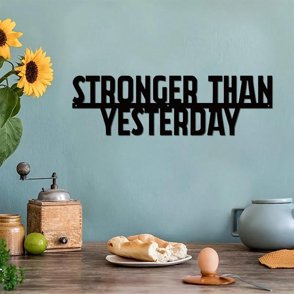 Stronger Than Ever Metal Sign 1pc Home Gym Wall Art Inspirational Quote Decor Motivational Gift For Men Women