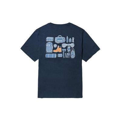 Graphic Print Casual Loose Round Neck Pullover Short Sleeve T-Shirt Unisex Tops Deep-Sapphire-Blue A5UX7-433