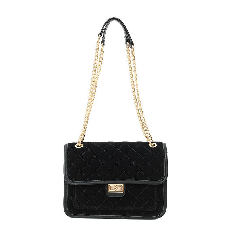Stylish Vintage Single Shoulder Small Square Bag With Chains For Women 2023 New Arrival чёрный