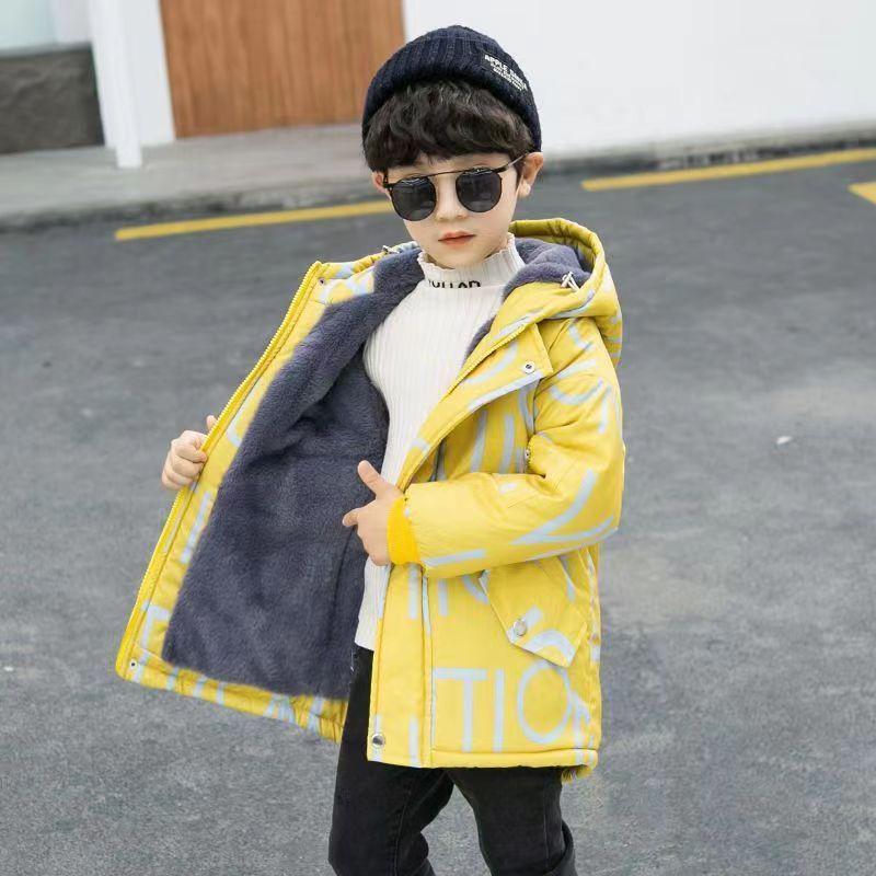 

Детская флисовая и утепленная хлопковой подкладкой куртка, модное осенне-зимнее пальто, хлопковая куртка для мальчиков 160cm