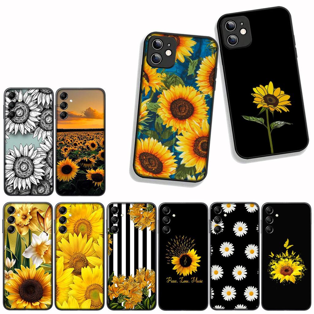 For Samsung Galaxy A55 A54 A25 A36 A17 A26 A35 A33 A34 A14 A37 S8 S9 S20 S21 FE S10 Plus Phone Case Sunflower Flower Yellow