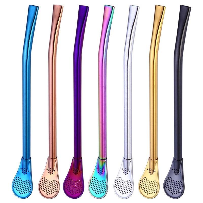 Multi-functional Fashion New Style High-grade Drinking Straws, Healthy Stainless Steel Straws & Stir Bar & Spoons