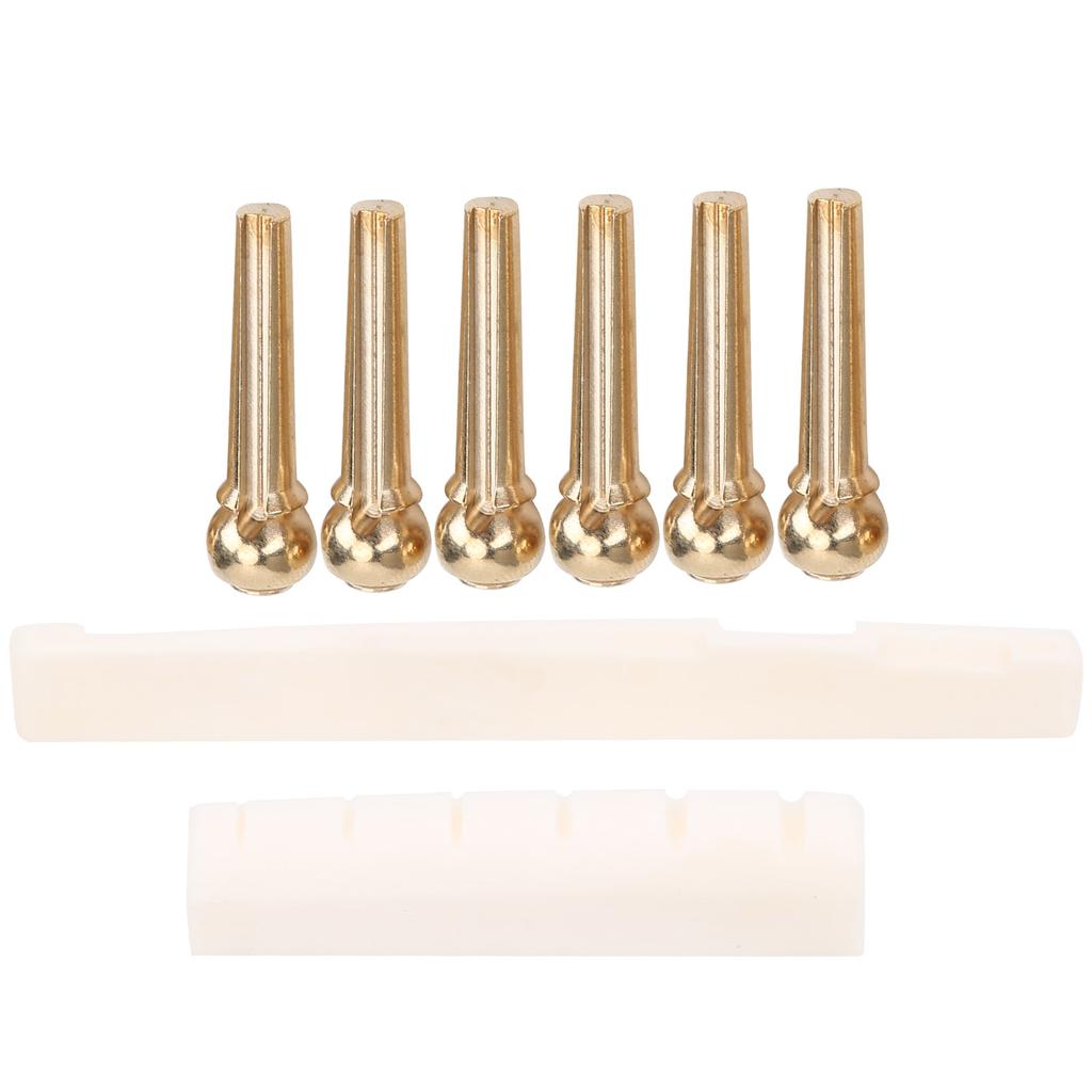 String Stud Kit Ox Bone Guitar Nut and Saddle Strings Tension Adjustment Tool Accessories(Copper String Stud Ox Bone
