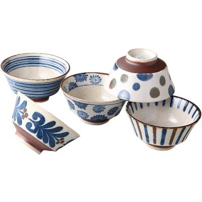 Bol à riz Ale-net, L12.8 x P12.8 x H6.5cm, Style Paikaji, Ensemble de bols à riz, Porcelaine, Mino Ware, Fabriqué au Japon