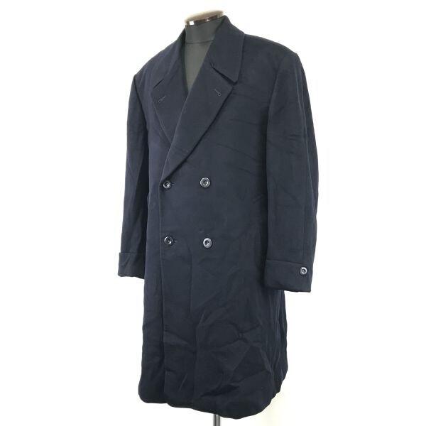 

Англия YOROIYA Кашемир 100% Пальто Честерфилд L Мужское Темно-синее Двубортное