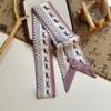 Long streamer bow tied hair retro Dunhuang oil painting silk scarf headband women tied headscarf