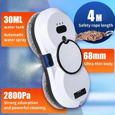 Automatic High-Rise Window Cleaning Robot, Dual-Sided Spray & Brushless Motor for Skyscraper/Home/Office Glass Maintenance