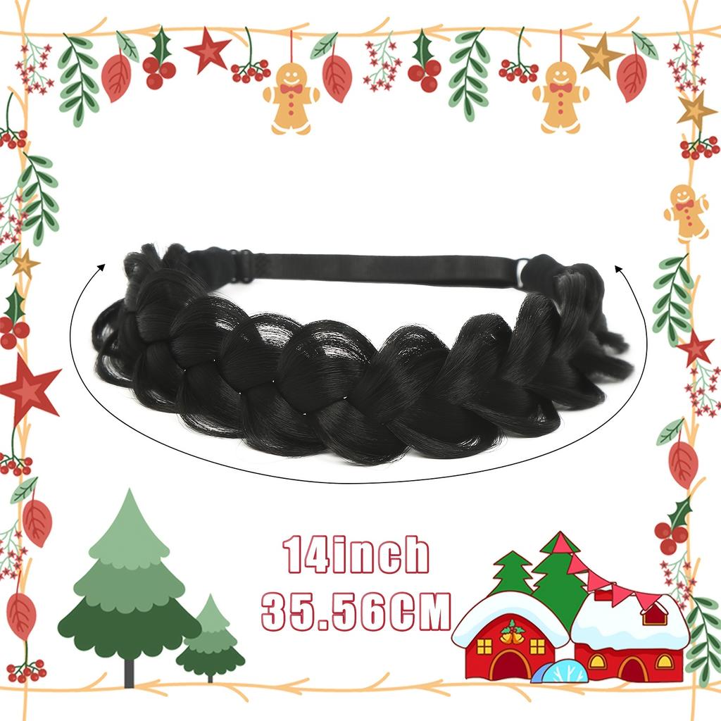 Christmas-Themed Headband Wig, Headband-Style Wig, Hand-Woven Braided Wig, Synthetic Twist Headband Wig for Women, Synthetic Braided Hair Extension