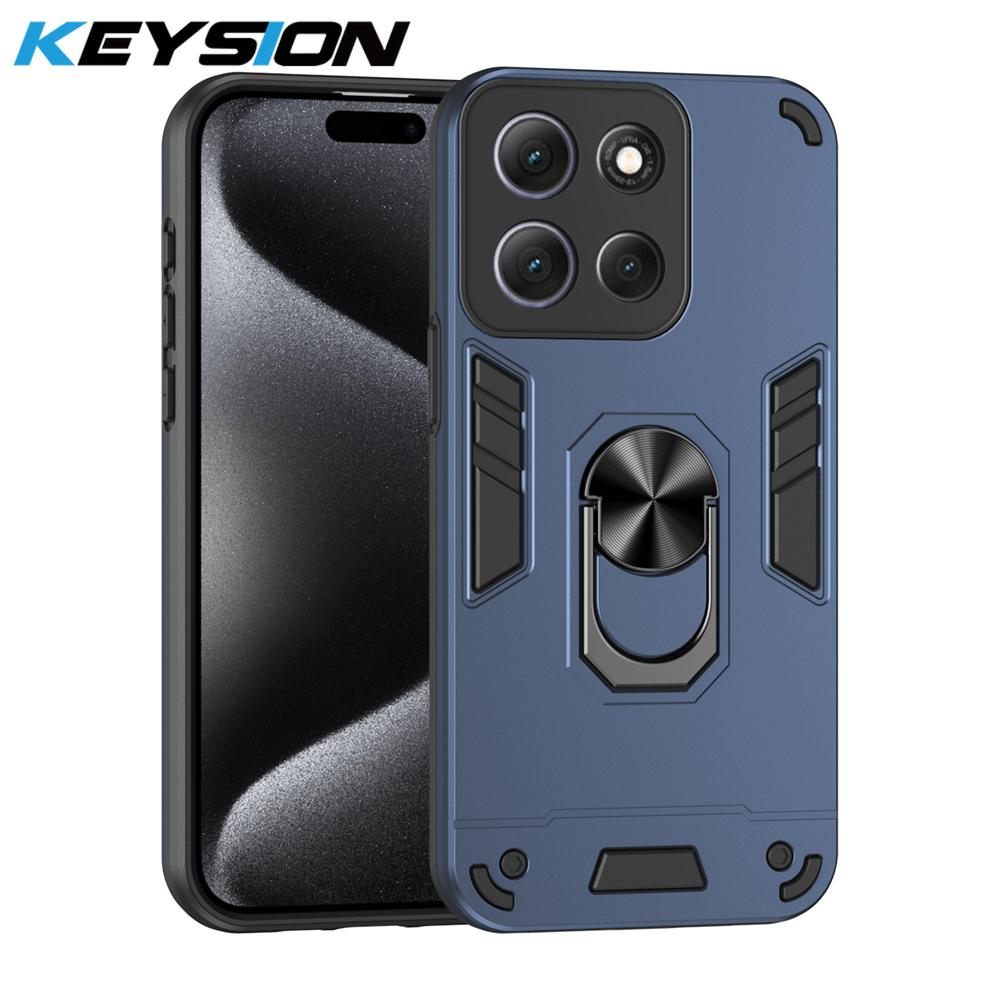 KEYSION Shockproof Case for Motorola MOTO G86 5G Soft Silicone+PC Camera Protection Metal Ring Stand Phone Cover for MOTO G56 5G