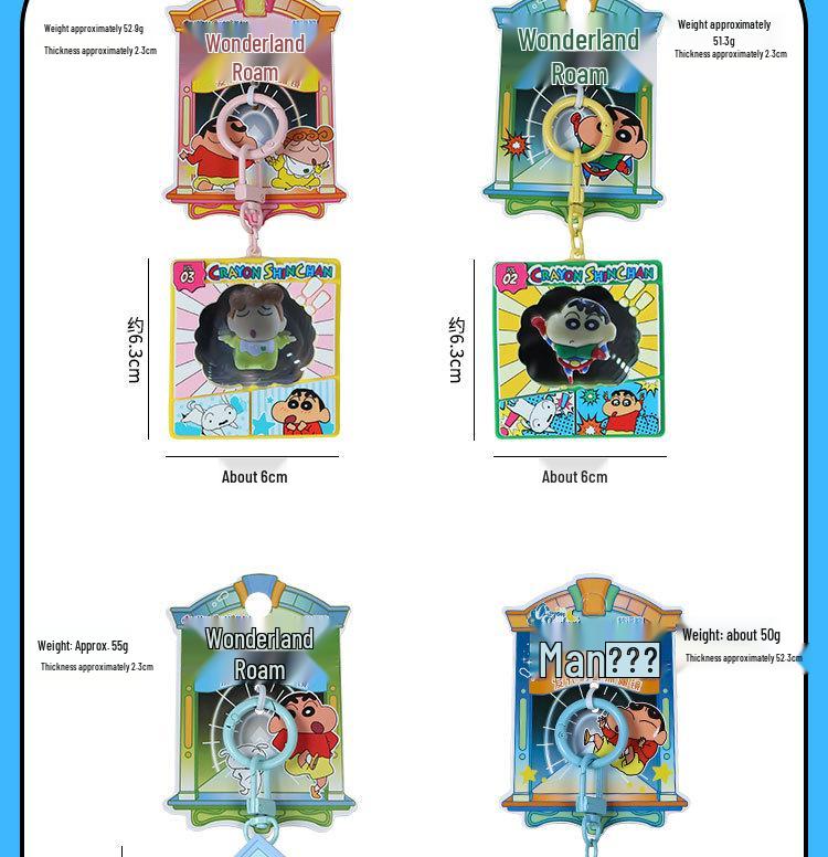 Genuine Crayon Shin-chan Wonderland Abyss Luminous Mirror Keychain & Decompression Toy Bag Charm