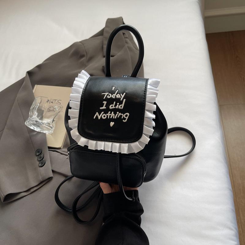 

2025 summer new fashion Korean version of girl style casual women s backpack letter embroidery fashion small schoolbag