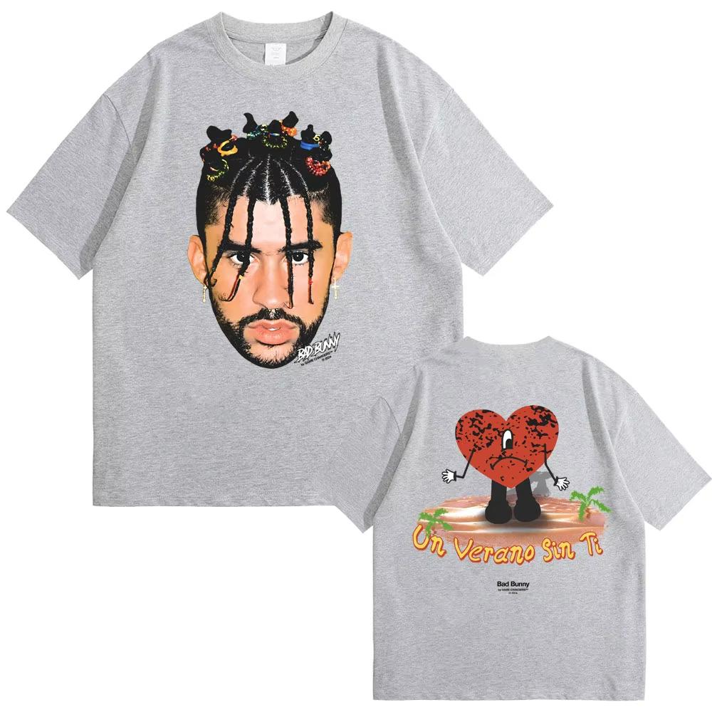 Rapper Bad Bunny Un Verano Sin Ti Album Graphic Print T-shirt Men Women Fashion Hip Hop Oversized Tshirt Male Vintage Streetwear