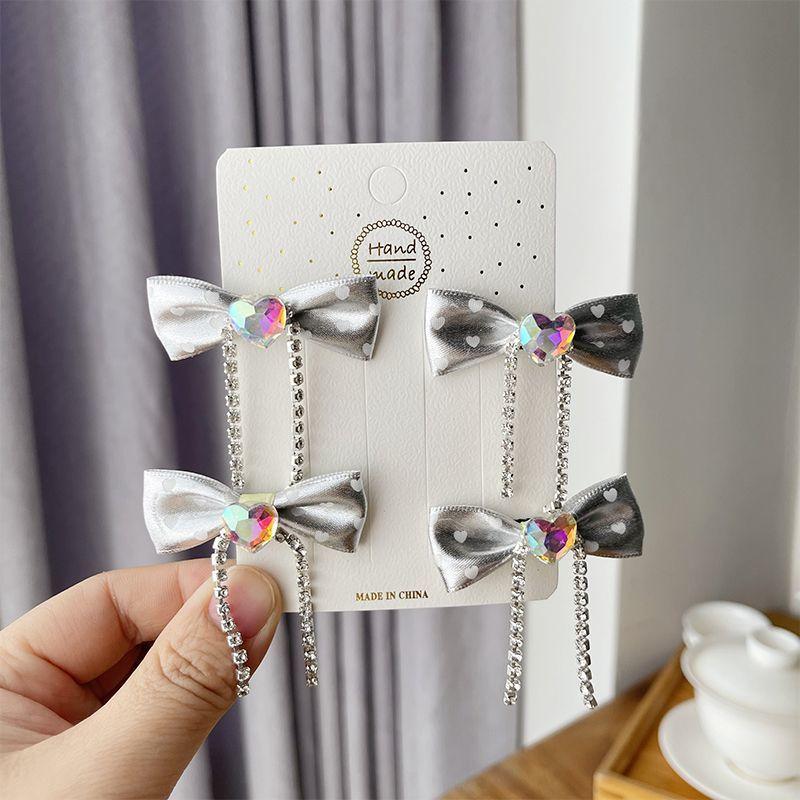 4 PCS Tassel Bow Cute Hairpins Children Sweet Headwear Girls Hair Accessories