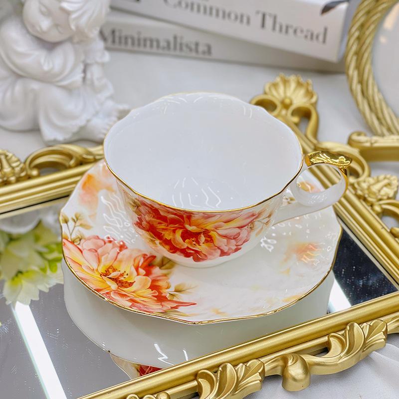 Bone Porcelain Coffee Cup and Dish Set, Household European Small Luxury British Afternoon Tea Set, Coffee Set