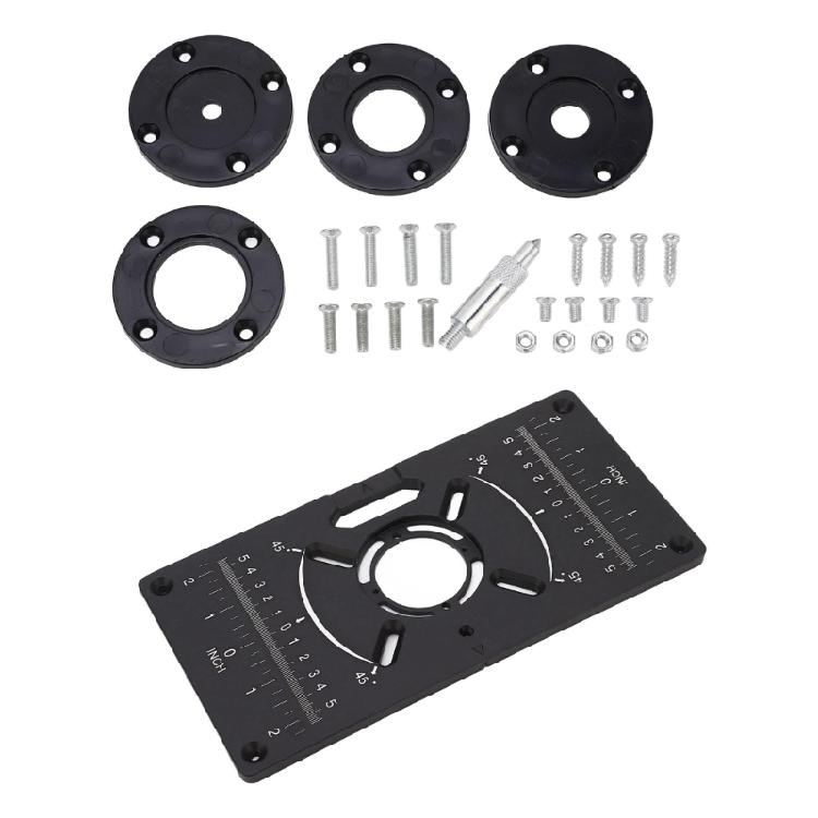 

Lightweight Aluminum Router Table Insert Plate with 4 Insertion Rings For Crafting And Detailed Woodworking Tasks 1