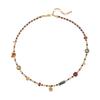 New literary and artistic relaxation color square stone beaded necklace, retro and old brown agate collarbone chain is white