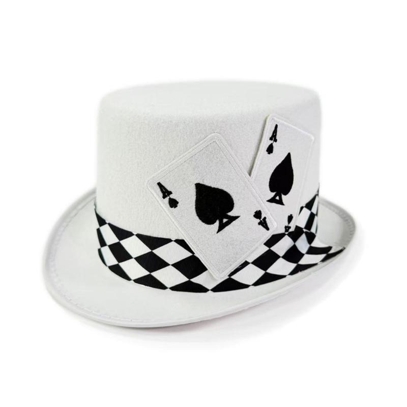Diseño de Carta de Póker Sombrero Alto Tejido Transpirable Sombrero Alto Para Hombres Mujeres Carnavales Fiestas Familiares Y Actividad al Aire Libre