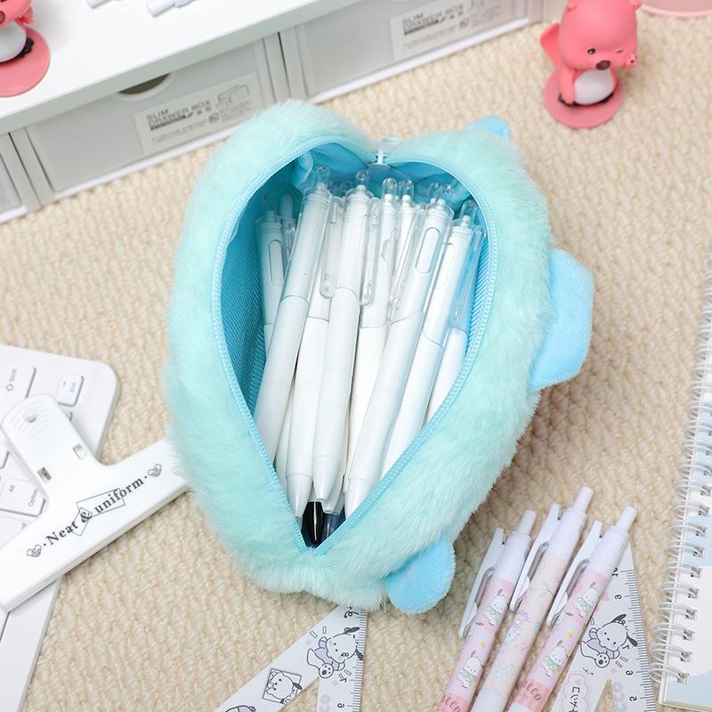 Cartoon Plush Pencil Bag For Student Kawaii Storage Bag For Pen Cosmetic Brush Marker Pen Large Capacity Pen Case School Supply