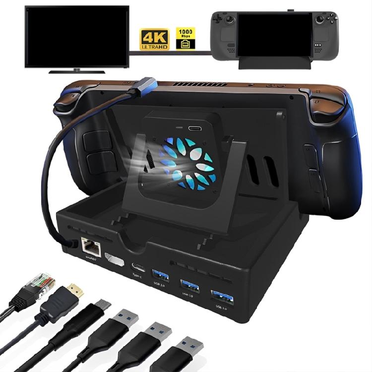 6 In1 Steam- Deck Dock with HDMI2.0 4K@60Hz Gigabit-Ethernet 3 USB 3.0 Port