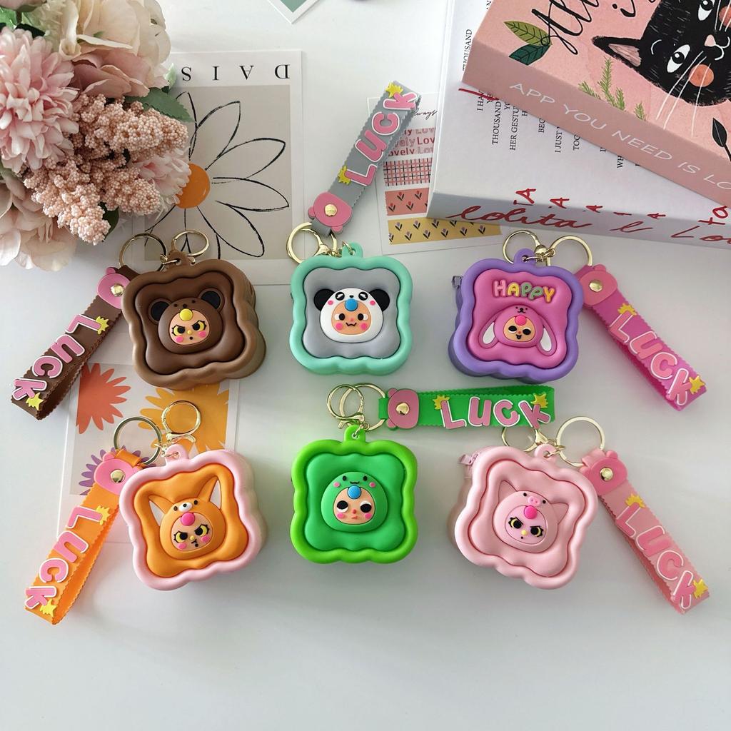 Creative Three-dimensional Cartoon Coin Bag Cute Silicone Small Square Bag Mini Keychain Student Backpack Pendant Bag Gift