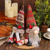 Knitted Pointed Hat Doll Ornament Christmas Creative Holding Cane Rudolf Faceless Doll Decoration Holiday Atmosphere Supplies