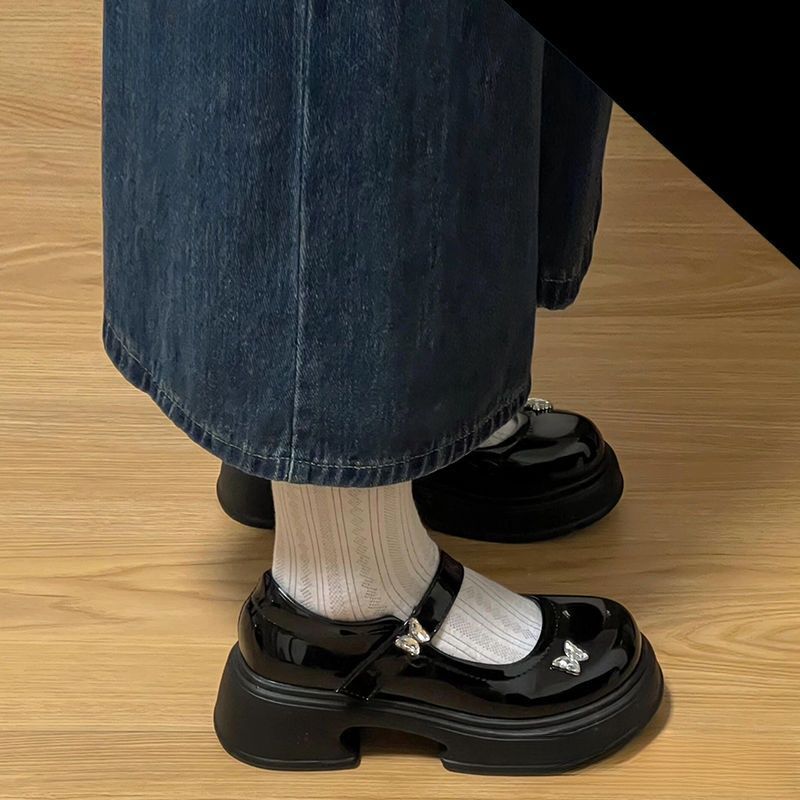Summer butterfly British style Mary Jane shoes 2025 women's shallow mouth explosion fashion thick sole with skirt lightweight single shoes