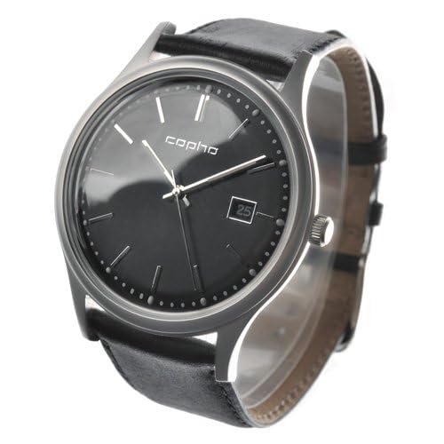 COPHA Slim Classic 42 Men's Watch, Slim, Lightweight, Simple, Limited Edition, Analog Quartz Movement, Officially Imported, Leather, Black x Black, Bl