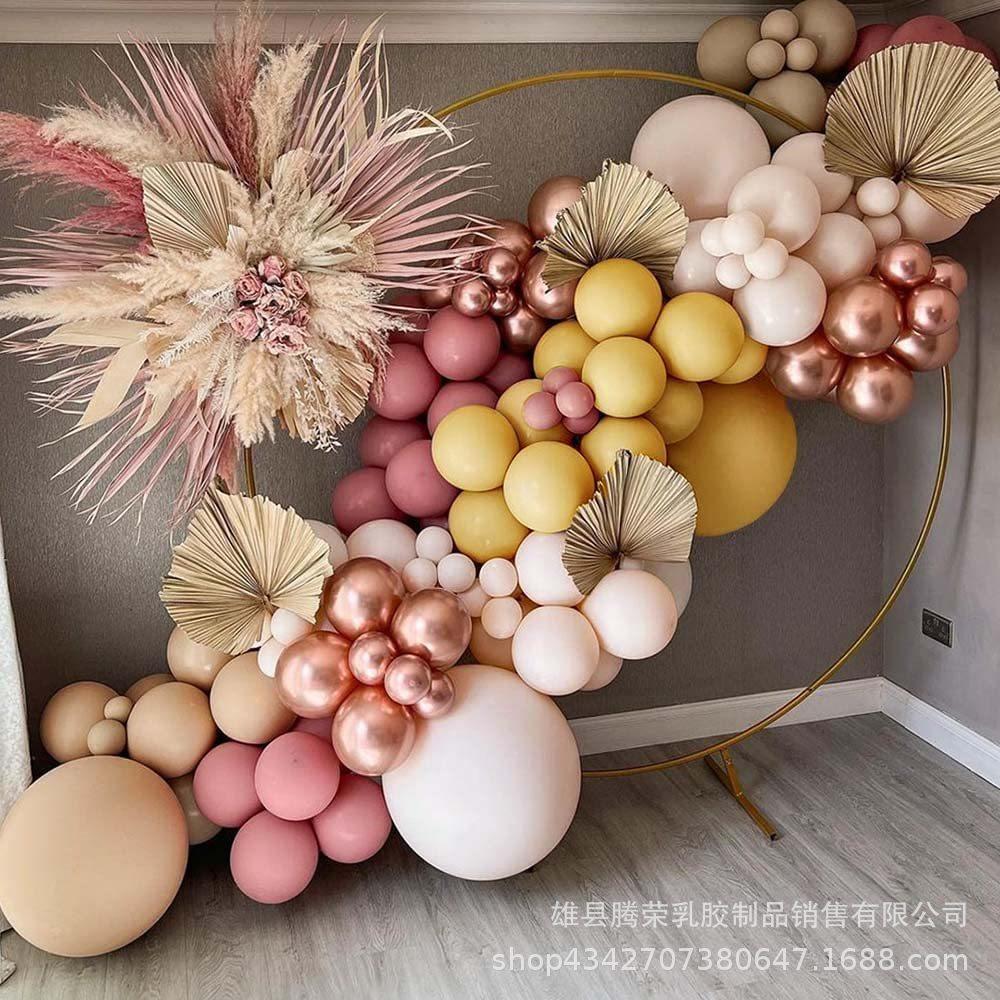 Bohemian Vintage Birthday Balloon Wreath Set Morandi Birthday Arch Double Vintage Pink Skin Tone