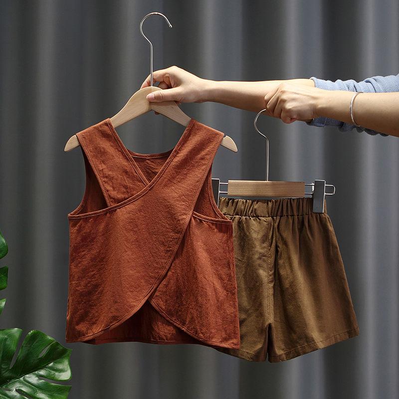 Sommerweste für Jungen Kinder Koreanischer Stil Trendige Kleidung Baby Hübsches Ärmelloses Zweiteiliges Set