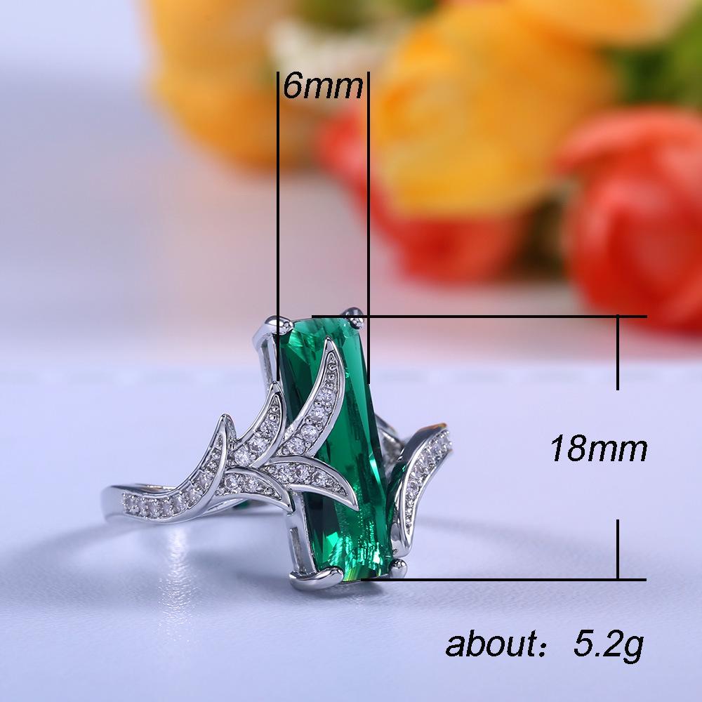 Cao Shi Rainbow Gemstone Square Ring - European & American Style Topaz Imitation for Women